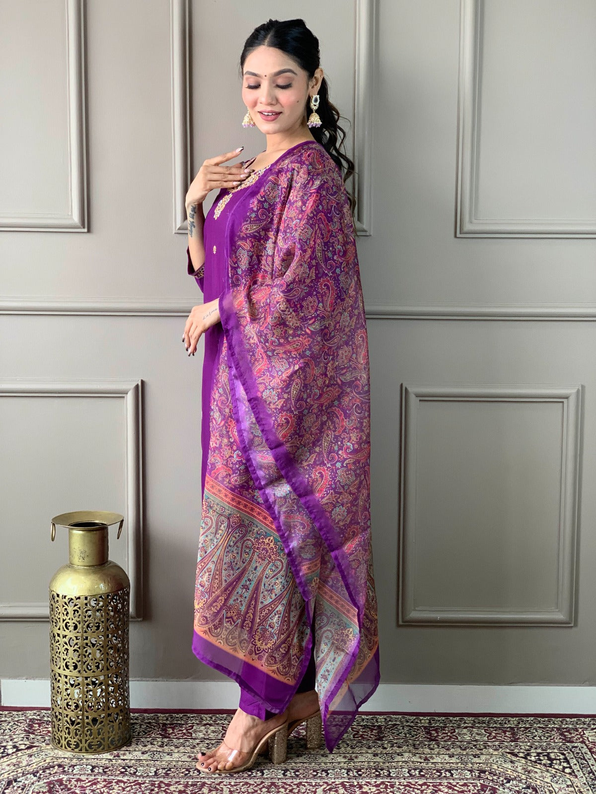 Purple Wedding Festival Dress Salwar Kameez suit set stitched