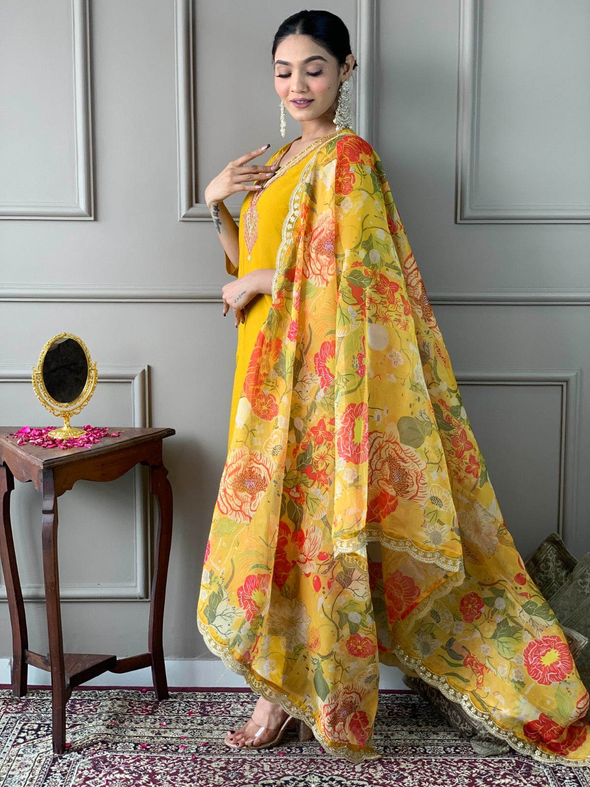 Yellow haldi wedding salwar kameez Indian dress suit