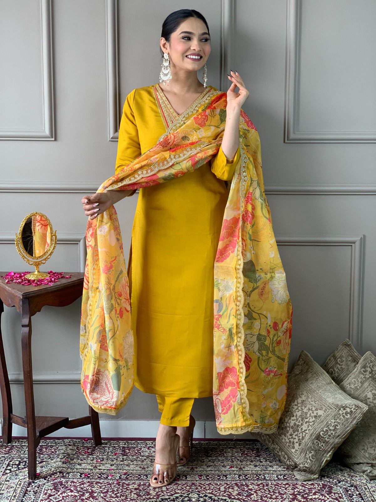 Yellow haldi wedding salwar kameez Indian dress suit