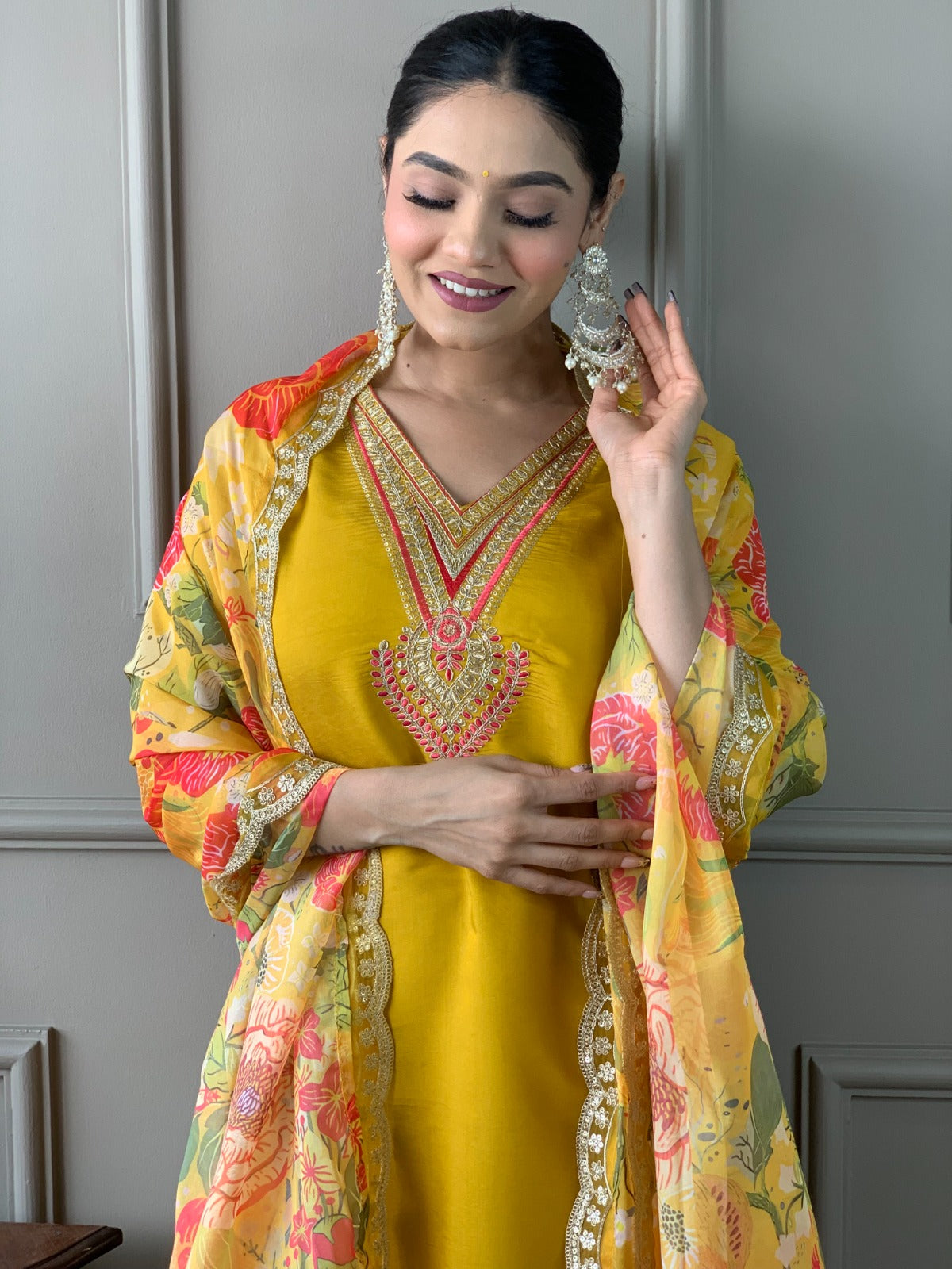 Yellow haldi wedding salwar kameez Indian dress suit
