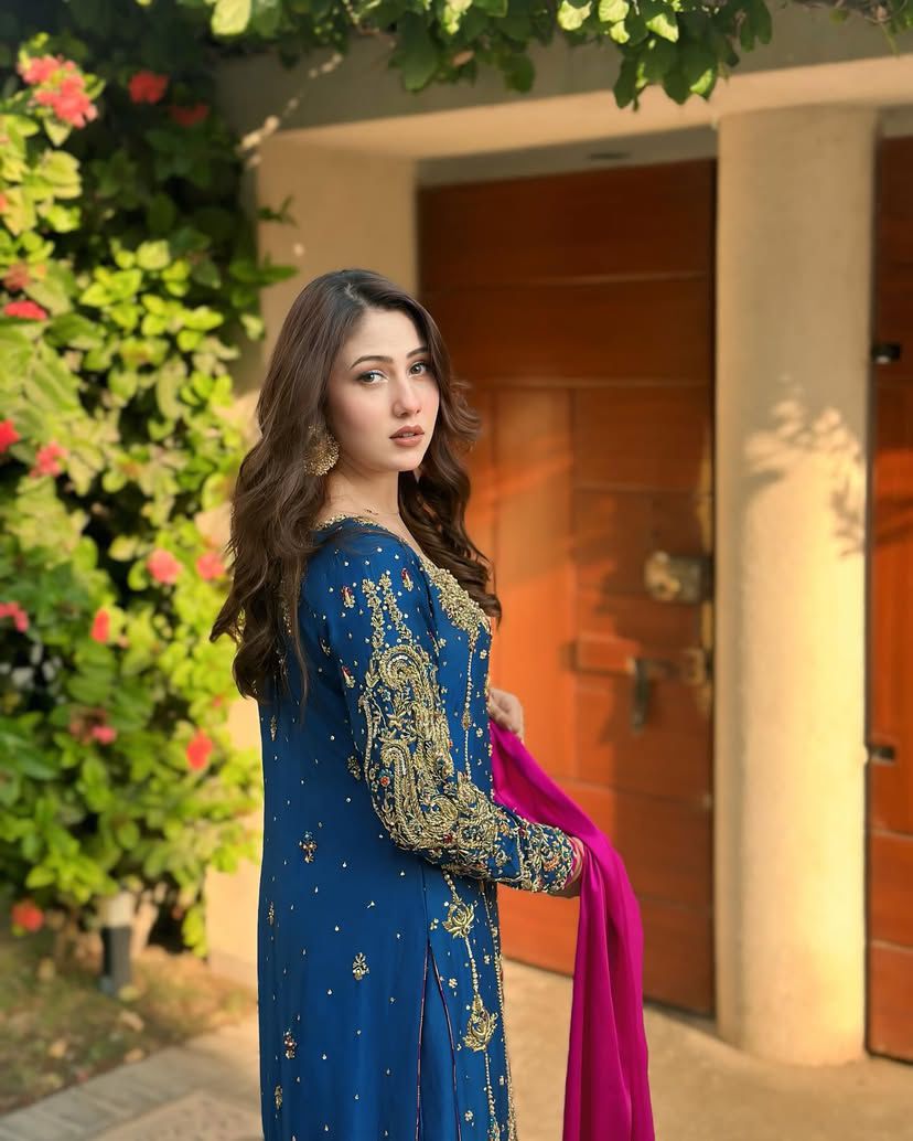 Blue wedding wear stitched readymade salwar kameez suit set dress