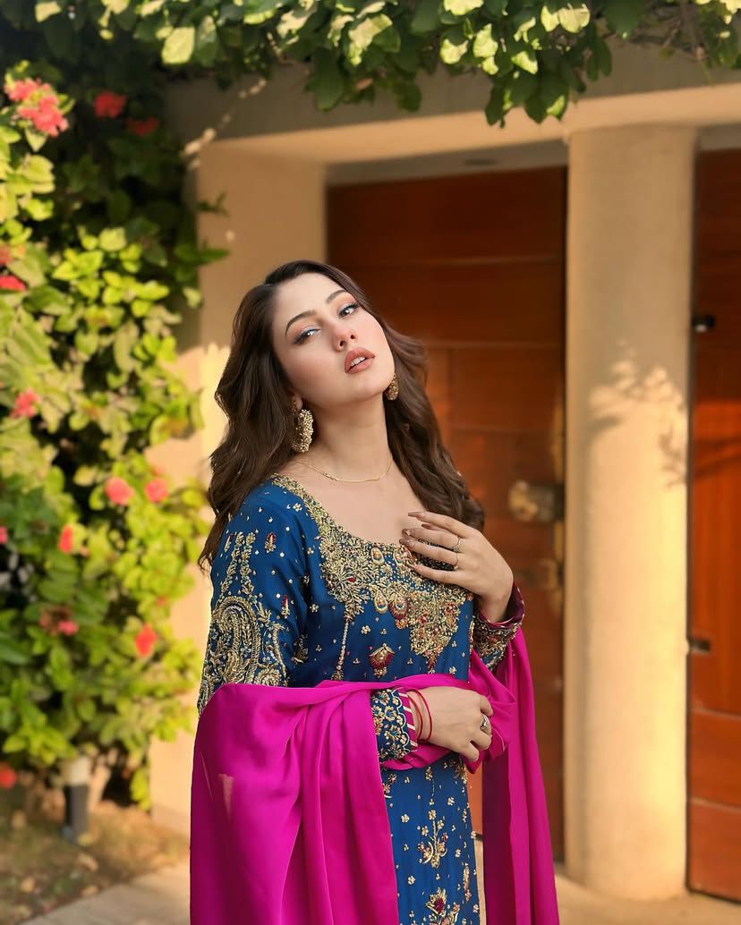 Blue wedding wear stitched readymade salwar kameez suit set dress