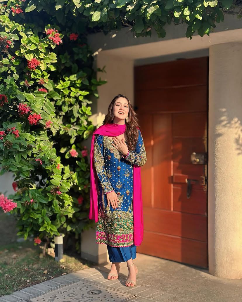 Blue wedding wear stitched readymade salwar kameez suit set dress