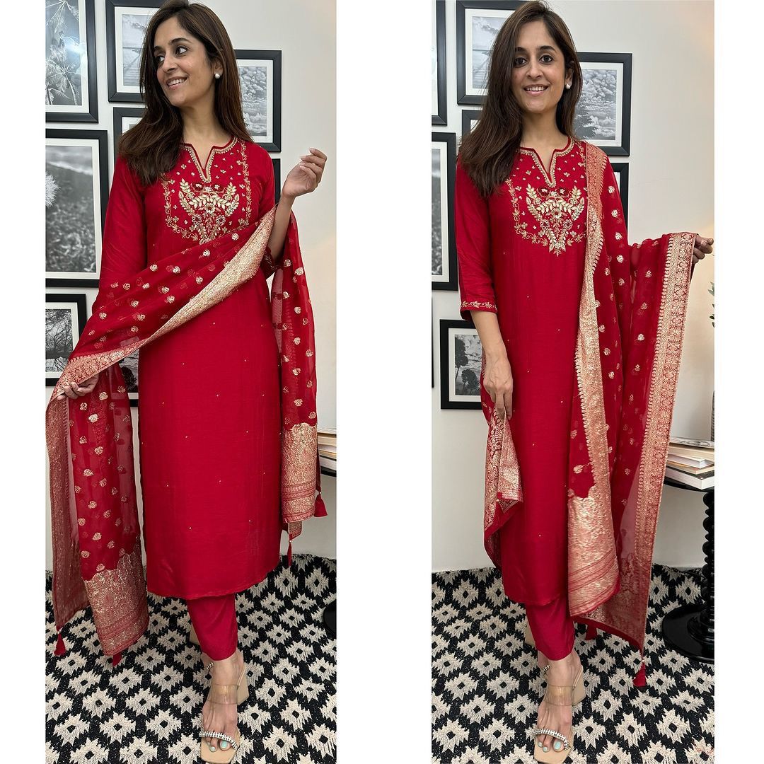 Red Salwar kameez suit set Indian wedding dress
