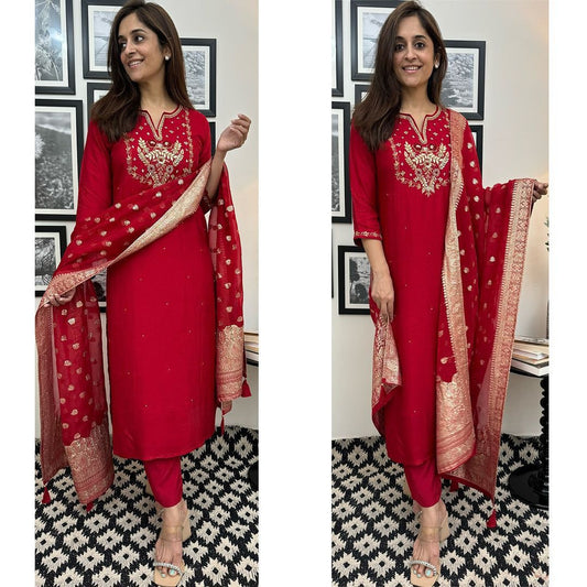 Red Salwar kameez suit set Indian wedding dress
