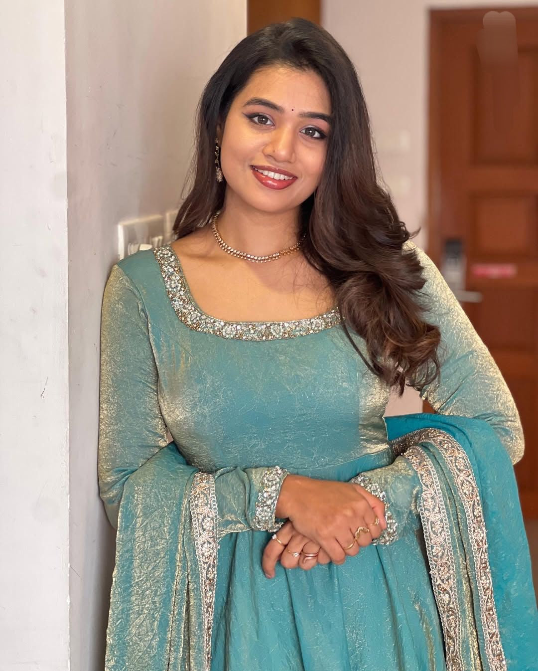 Silk anarkali Full Flair Festival wedding wear gown Indian dress