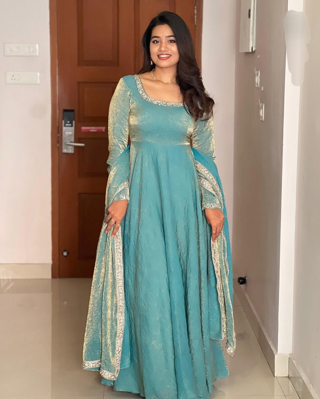 Silk anarkali Full Flair Festival wedding wear gown Indian dress