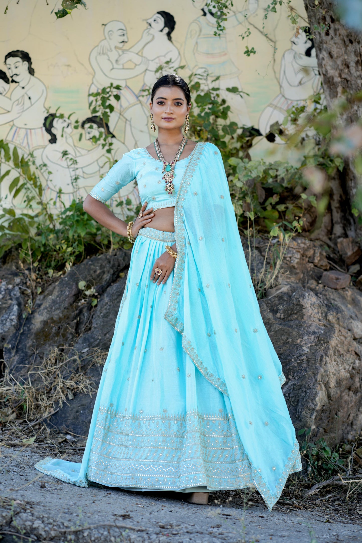 Blue Readymade Wedding lehenga choli Stitched Indian Festival Lehenga Dress