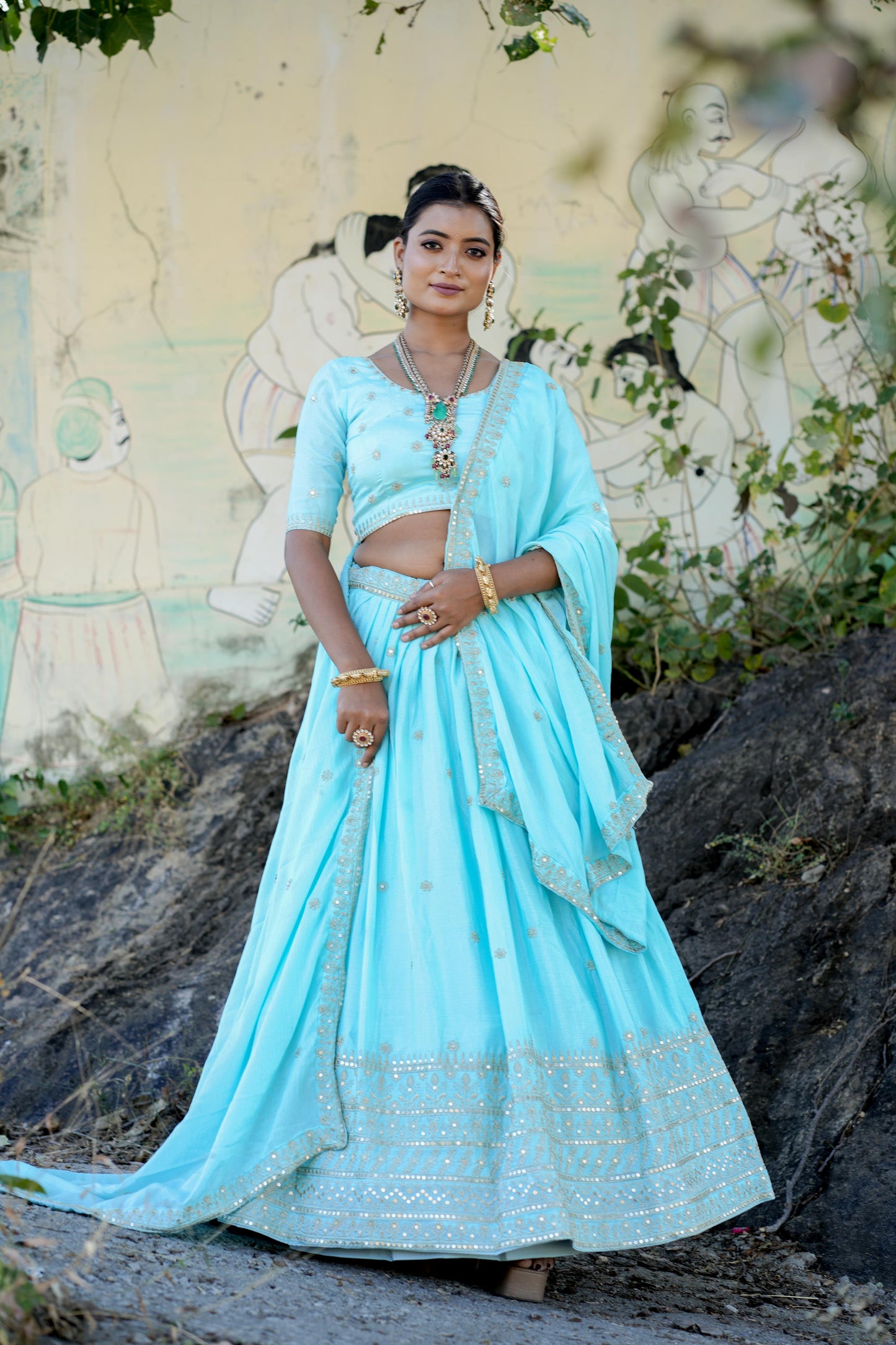 Blue Readymade Wedding lehenga choli Stitched Indian Festival Lehenga Dress