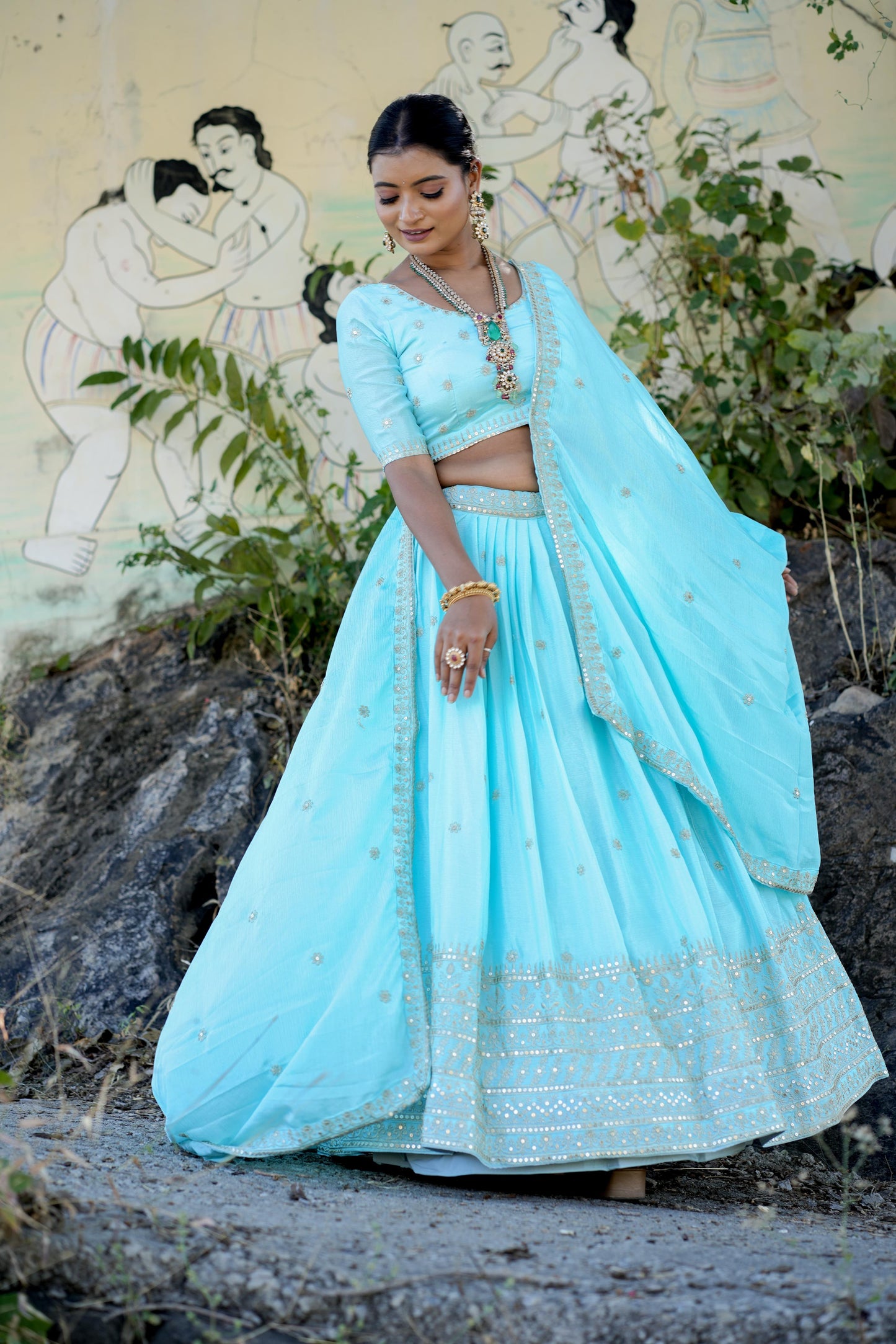 Blue Readymade Wedding lehenga choli Stitched Indian Festival Lehenga Dress