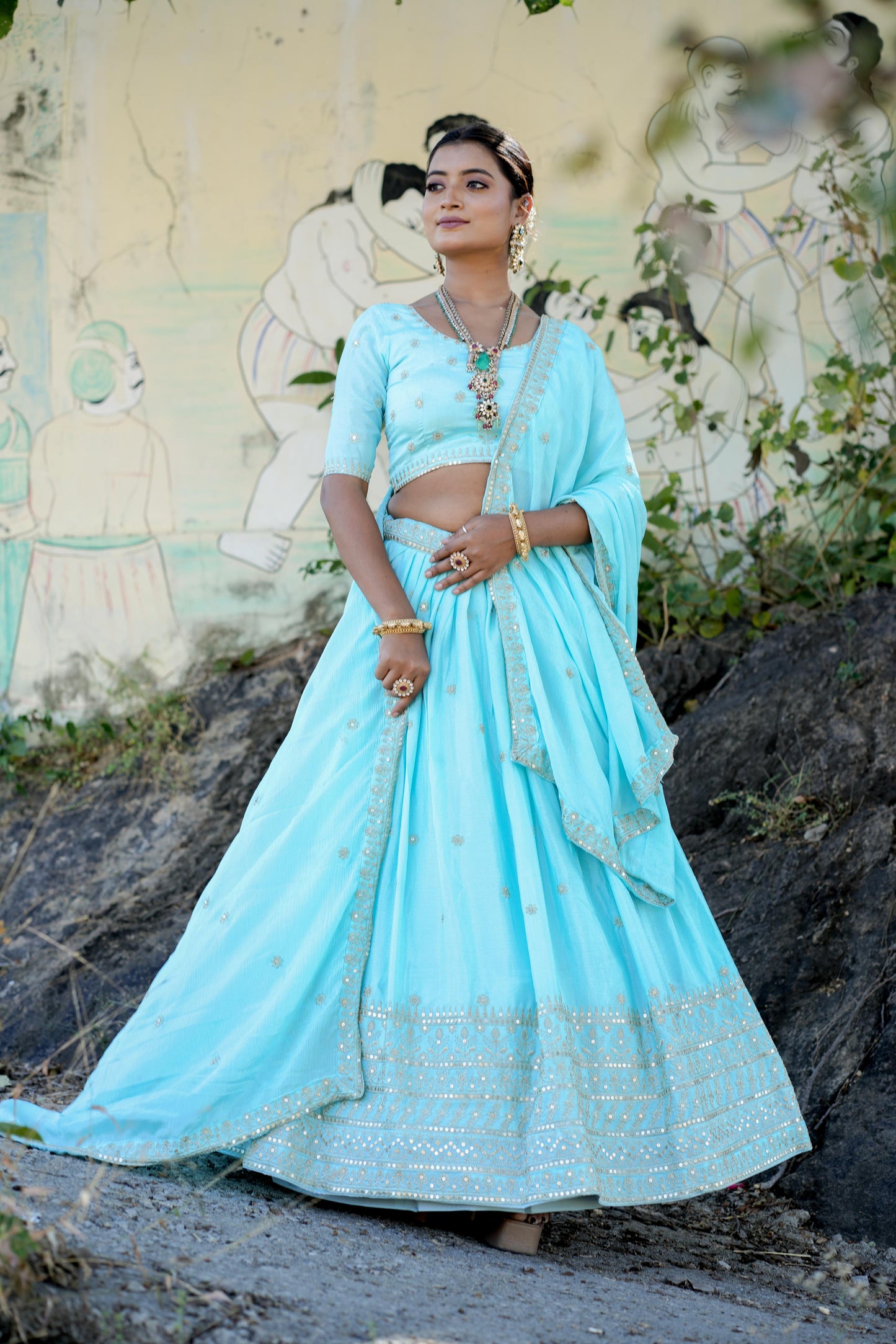 Blue Readymade Wedding lehenga choli Stitched Indian Festival Lehenga Dress