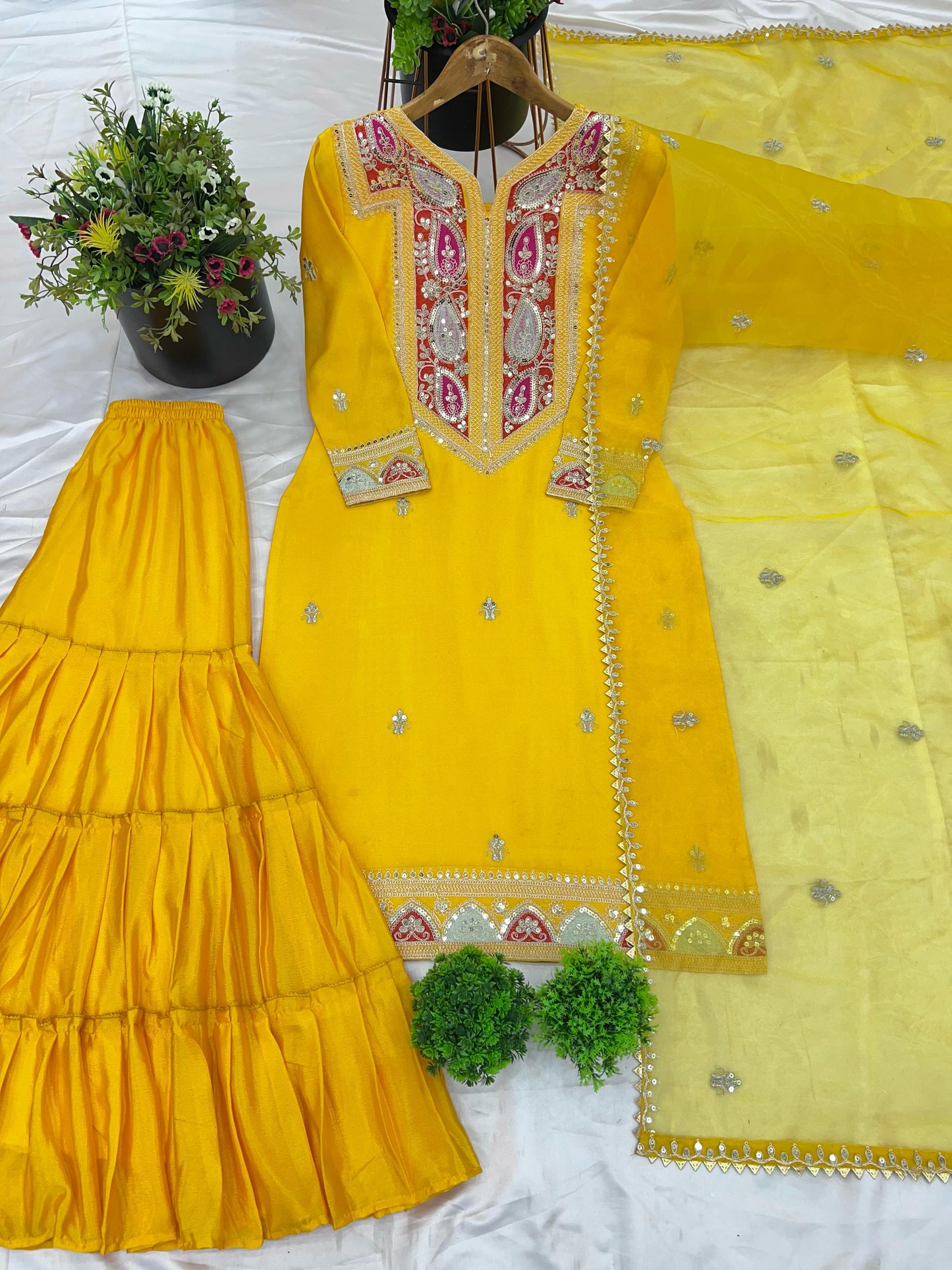 Wedding haldi wear Sharara Suit Set Readymade Salwar kameez Indian dress