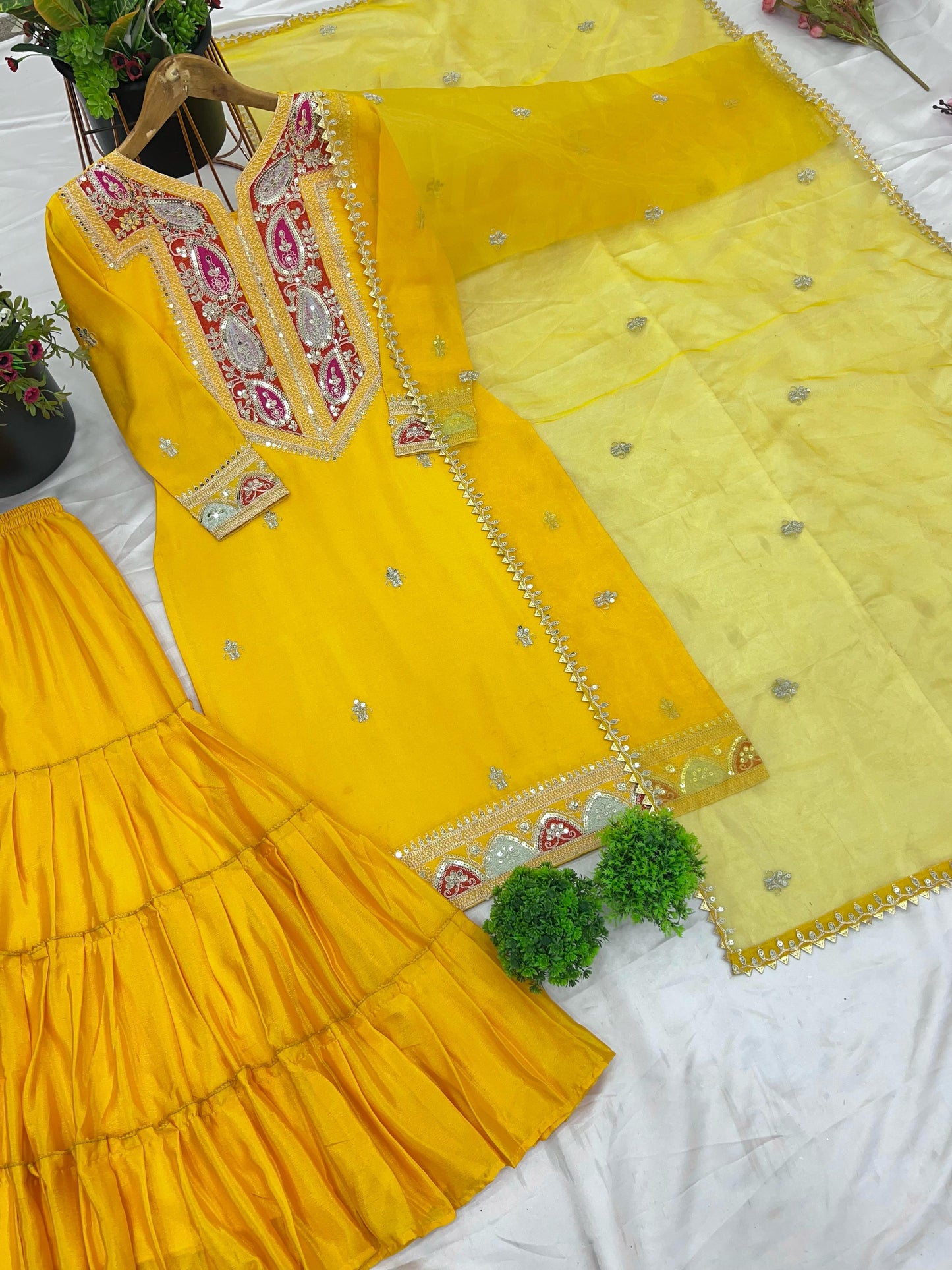 Wedding haldi wear Sharara Suit Set Readymade Salwar kameez Indian dress