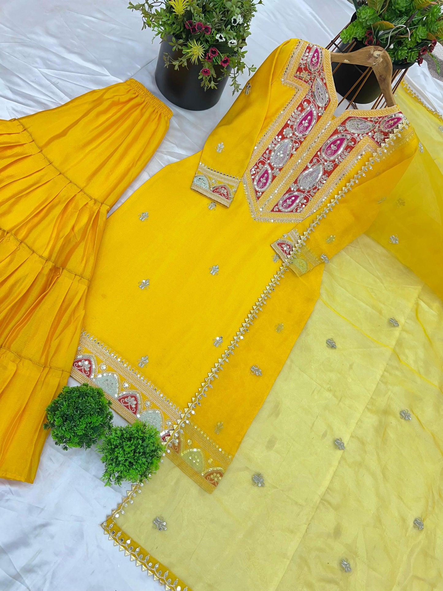 Wedding haldi wear Sharara Suit Set Readymade Salwar kameez Indian dress