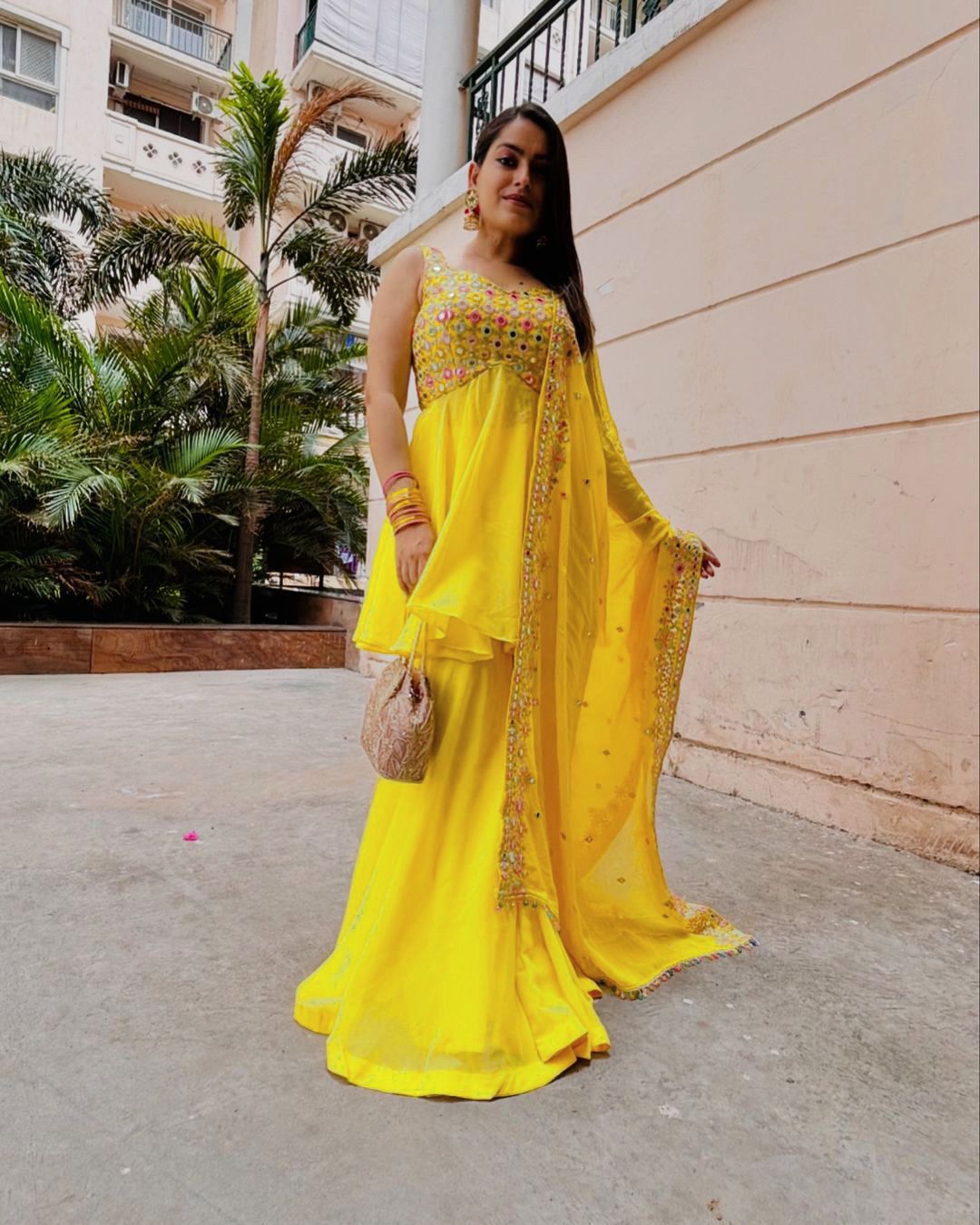 Wedding haldi special Palazzo Suit Set Indian Salwar kameez dress