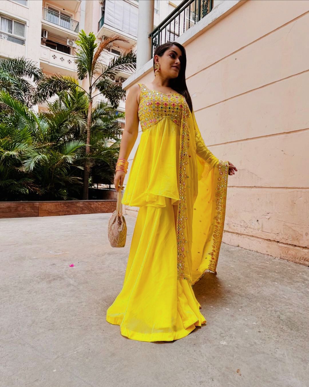 Wedding haldi special Palazzo Suit Set Indian Salwar kameez dress
