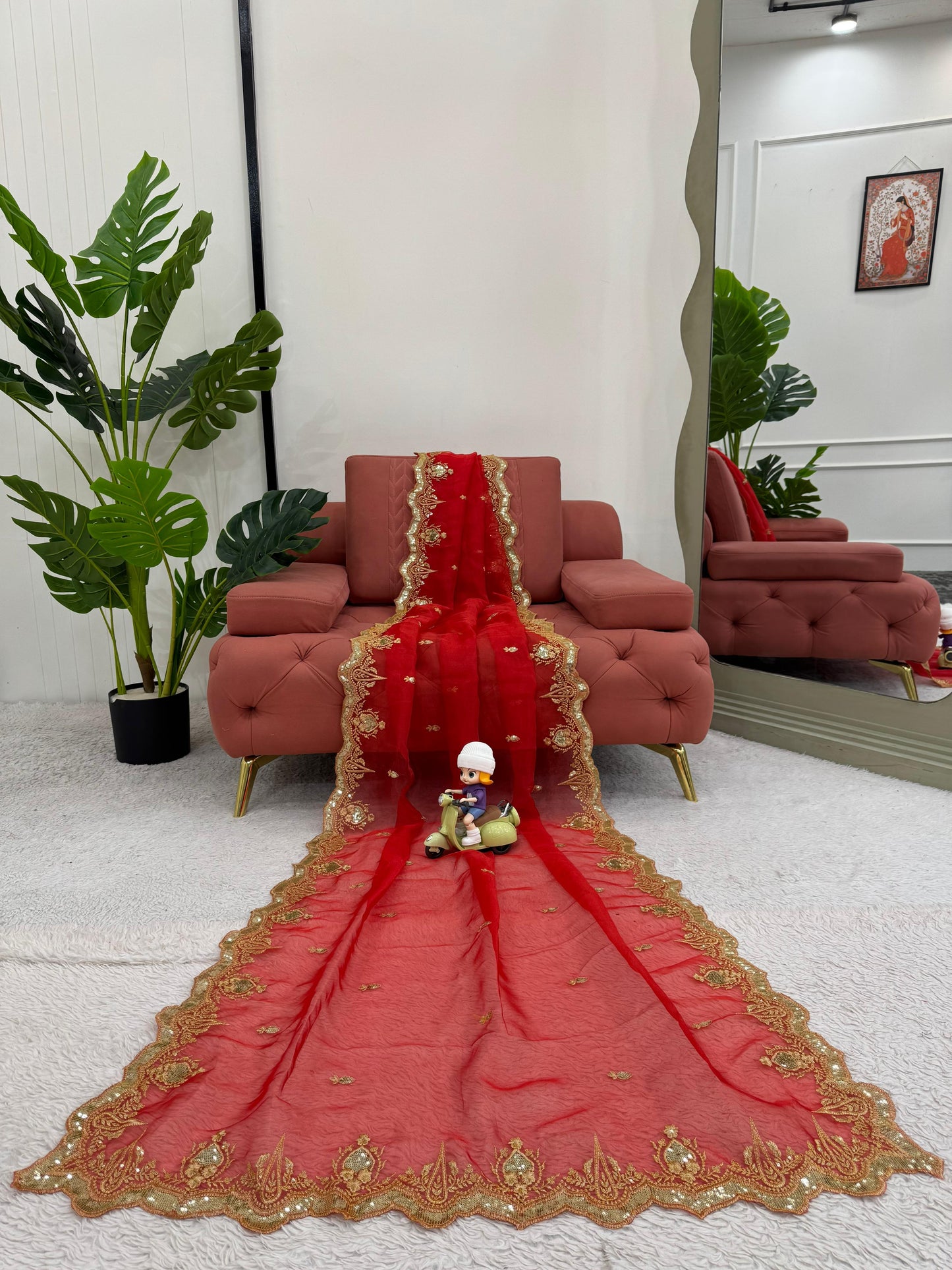 Ready To Wear Wedding Saree with stitched blouse Indian Festival Saree