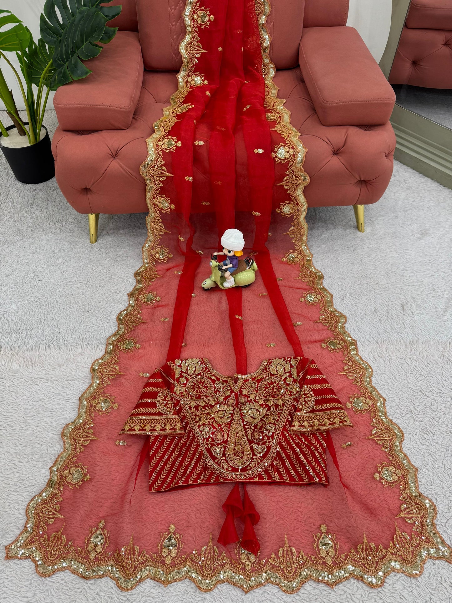 Ready To Wear Wedding Saree with stitched blouse Indian Festival Saree