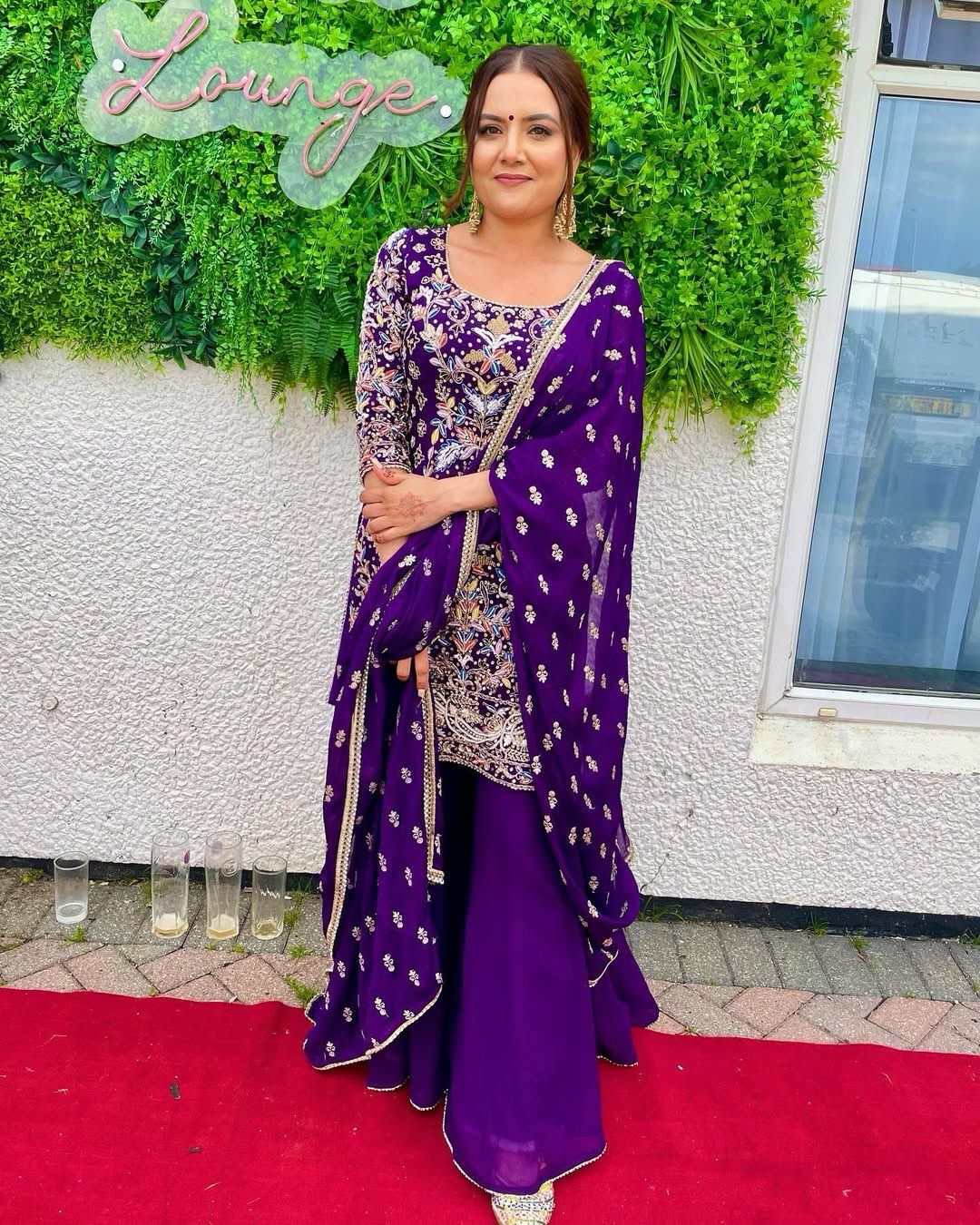 Purple wedding Palazzo Suit Readymade Stitched Salwar Kameez Indian dress