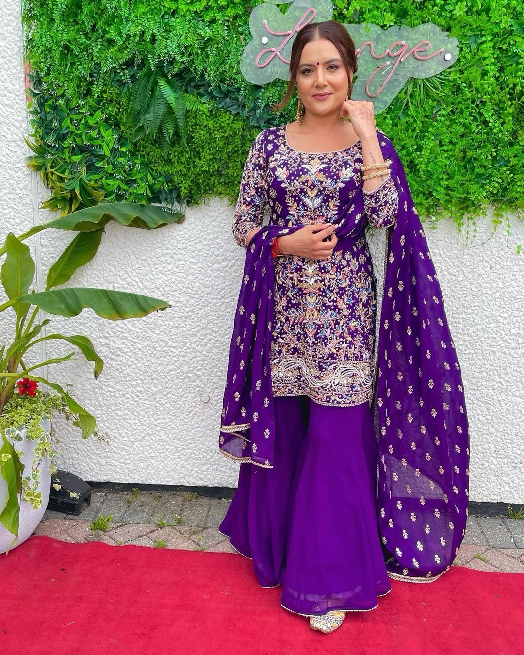 Purple wedding Palazzo Suit Readymade Stitched Salwar Kameez Indian dress