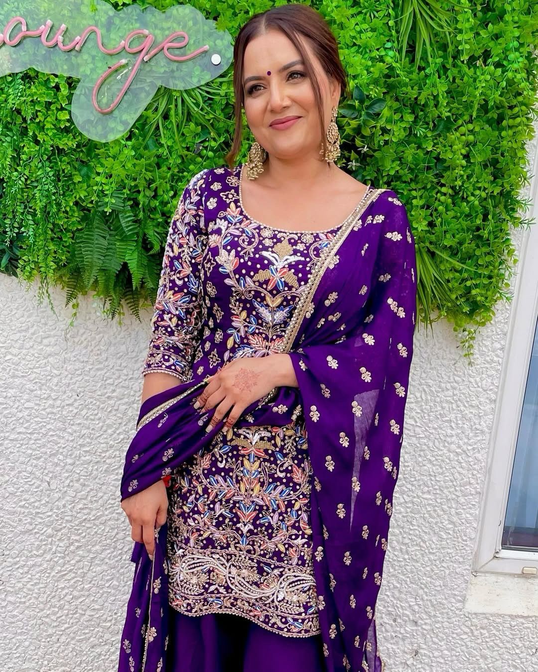 Purple wedding Palazzo Suit Readymade Stitched Salwar Kameez Indian dress