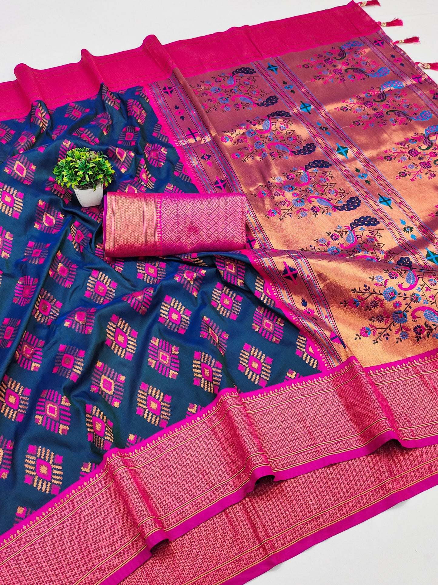 Bandhani Paithani saree for wedding Readymade Designer Indian saree