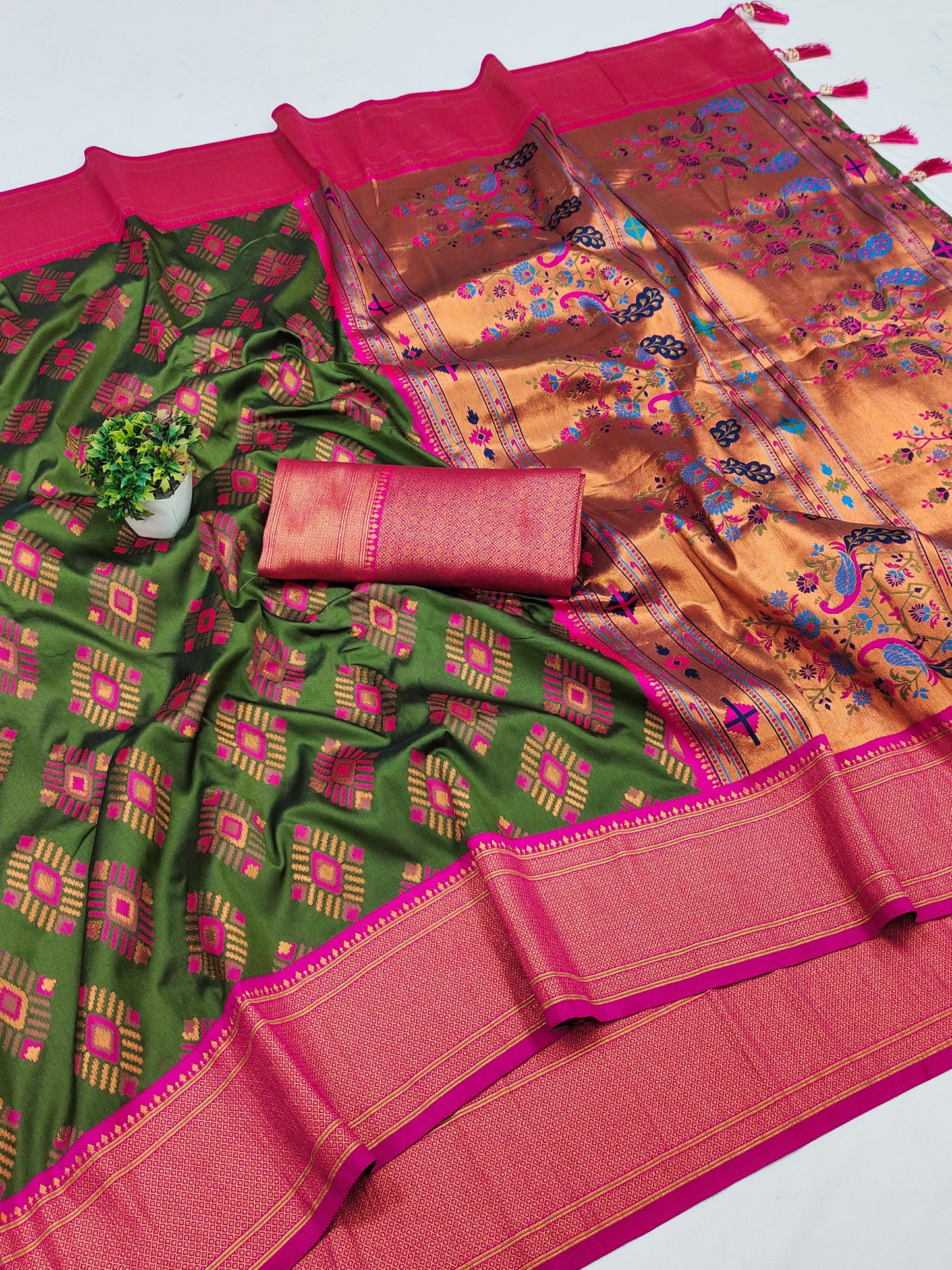 Bandhani Paithani saree for wedding Readymade Designer Indian saree