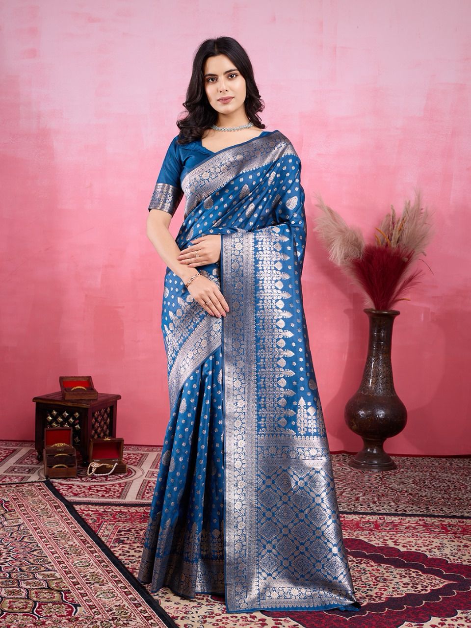 Banarasi silk saree with stitched blouse Designer Readymade Wedding Festival Indian saree