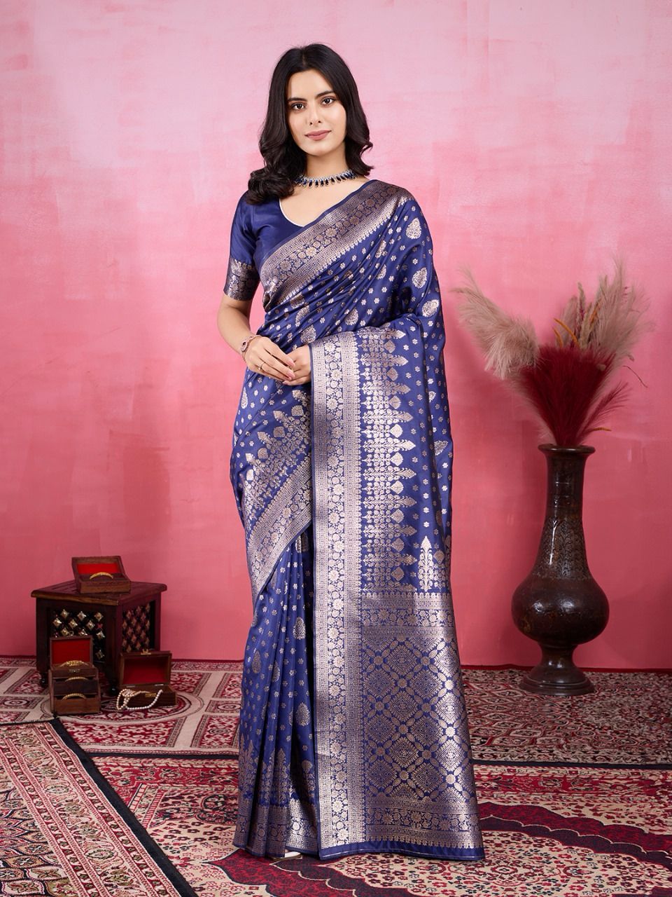 Banarasi silk saree with stitched blouse Designer Readymade Wedding Festival Indian saree