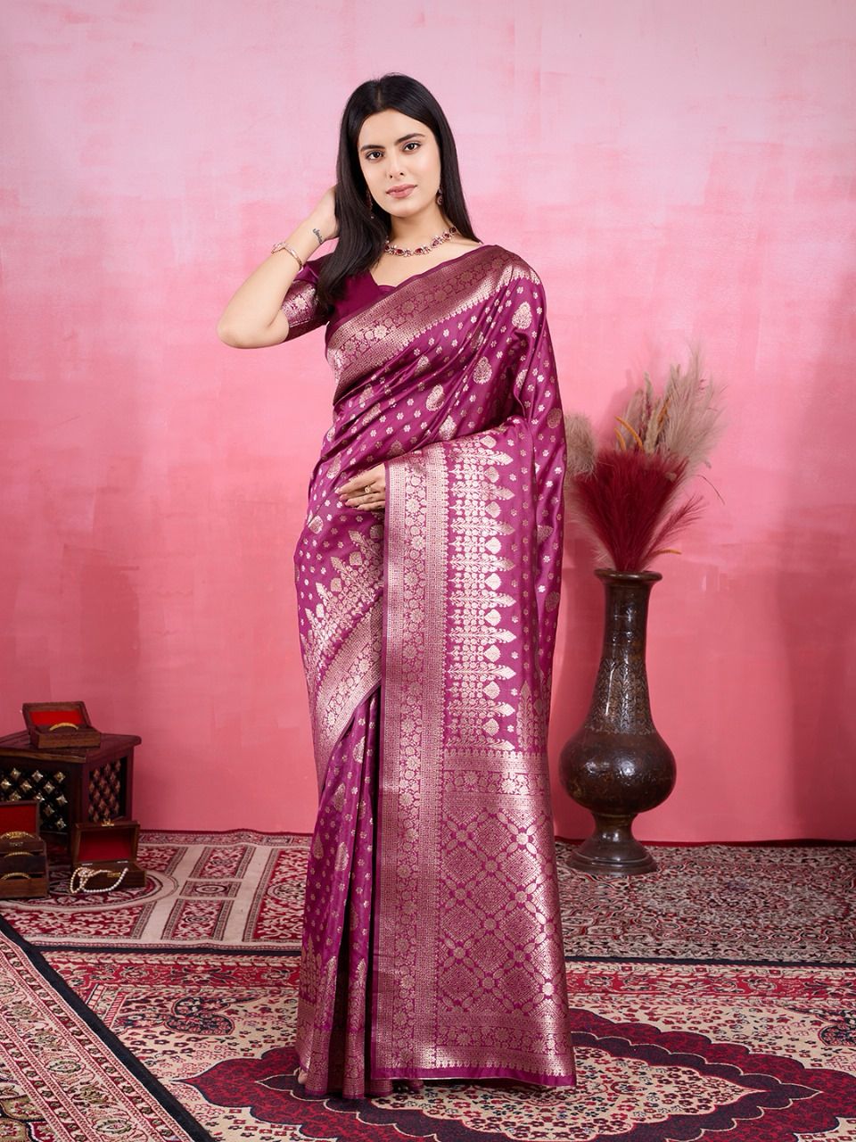 Banarasi silk saree with stitched blouse Designer Readymade Wedding Festival Indian saree