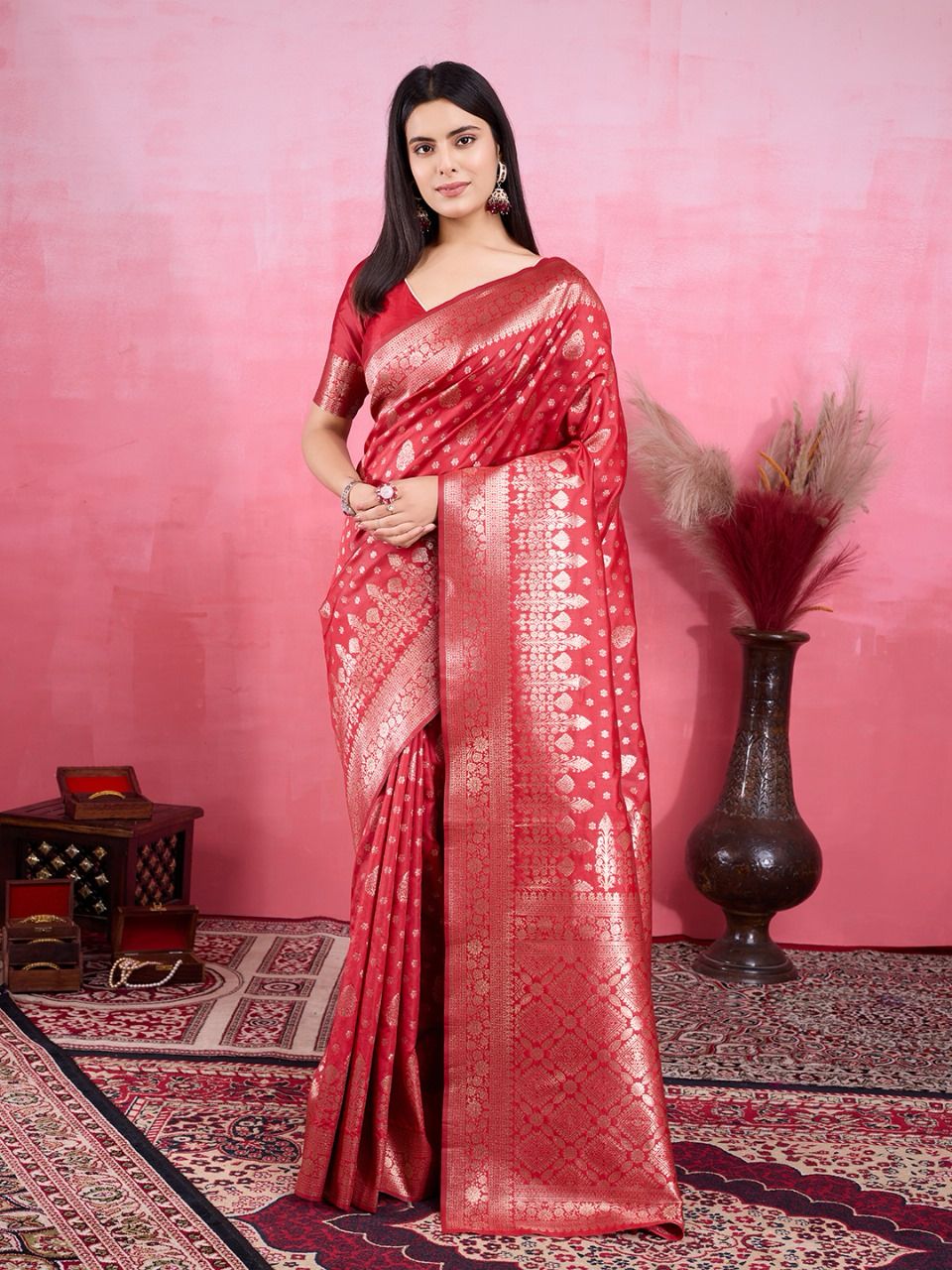 Banarasi silk saree with stitched blouse Designer Readymade Wedding Festival Indian saree