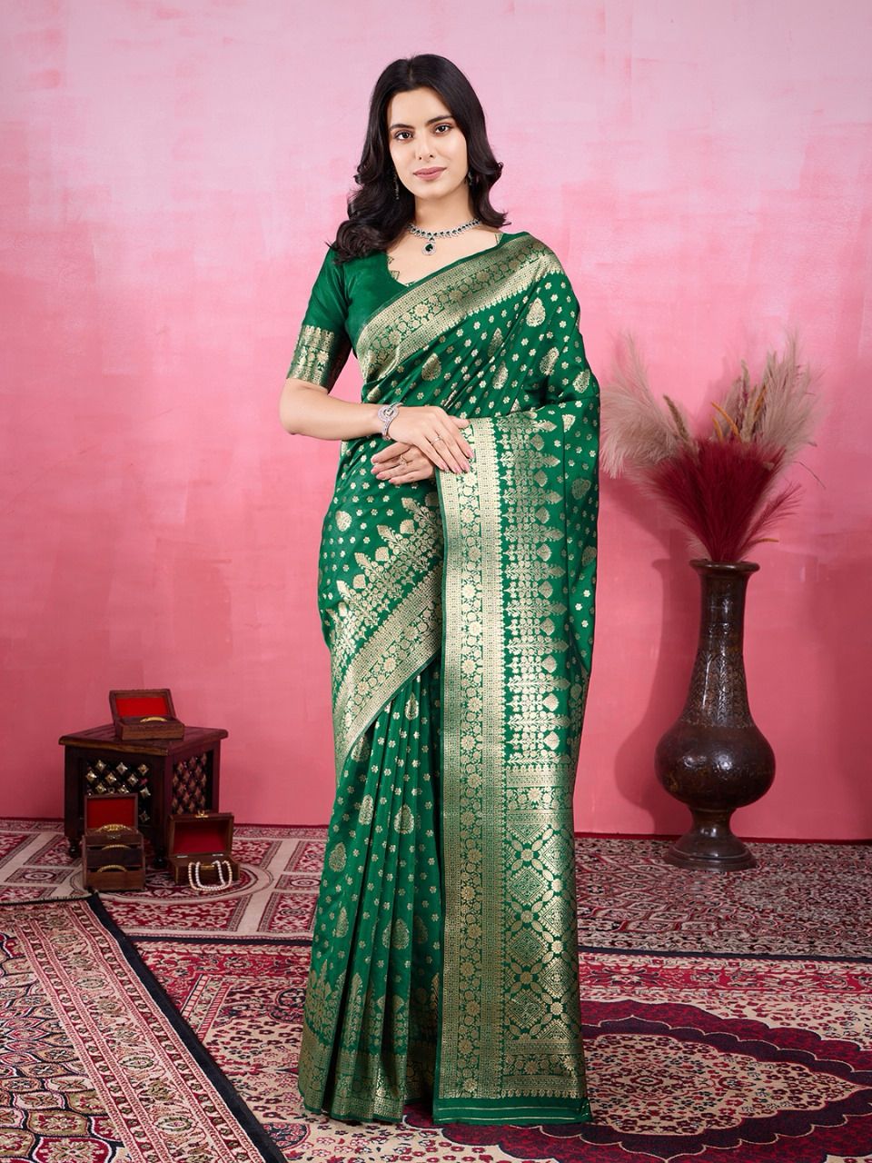 Banarasi silk saree with stitched blouse Designer Readymade Wedding Festival Indian saree