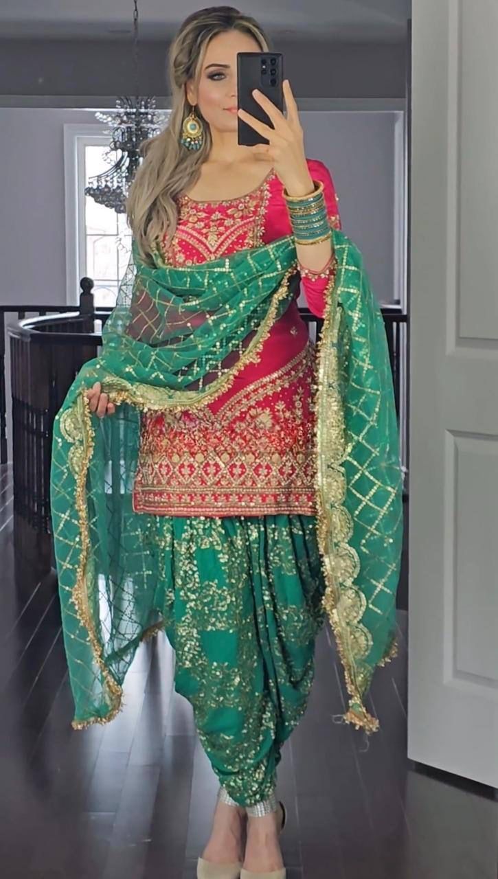 Punjabi Dhoti Suit Set Readymade Wedding Festival Indian salwar kameez dress