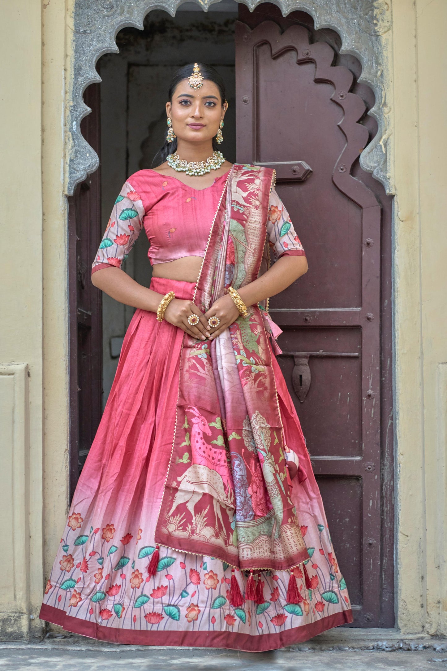 Premium Kalamkari Lehenga Choli with Dupatta Readymade Designer wedding Festival Lehenga