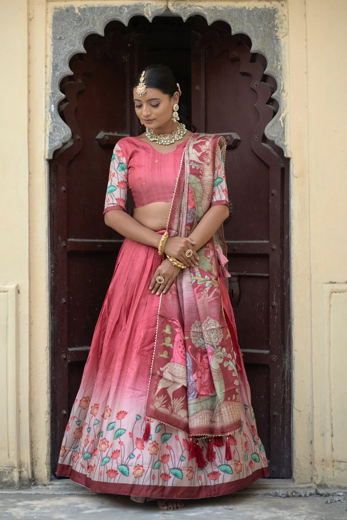 Premium Kalamkari Lehenga Choli with Dupatta Readymade Designer wedding Festival Lehenga