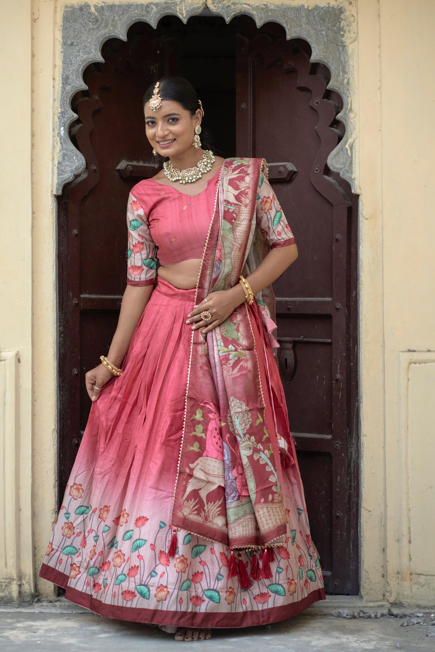 Premium Kalamkari Lehenga Choli with Dupatta Readymade Designer wedding Festival Lehenga