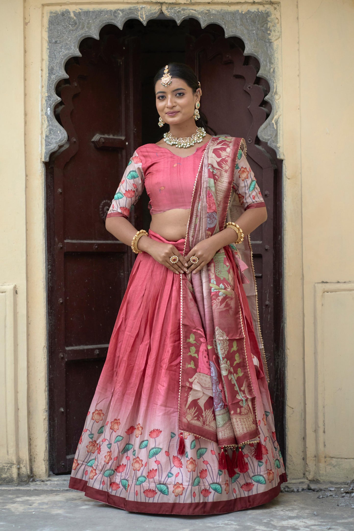 Premium Kalamkari Lehenga Choli with Dupatta Readymade Designer wedding Festival Lehenga