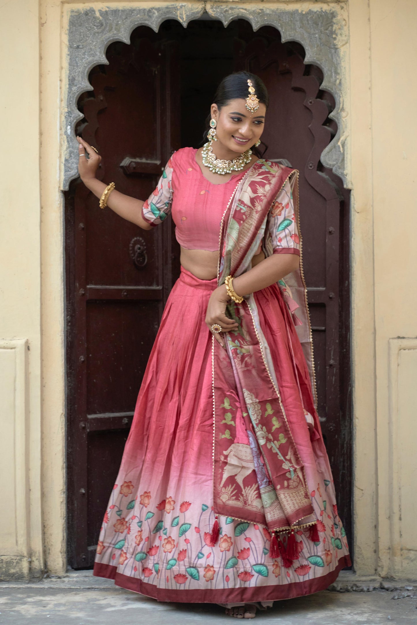Premium Kalamkari Lehenga Choli with Dupatta Readymade Designer wedding Festival Lehenga