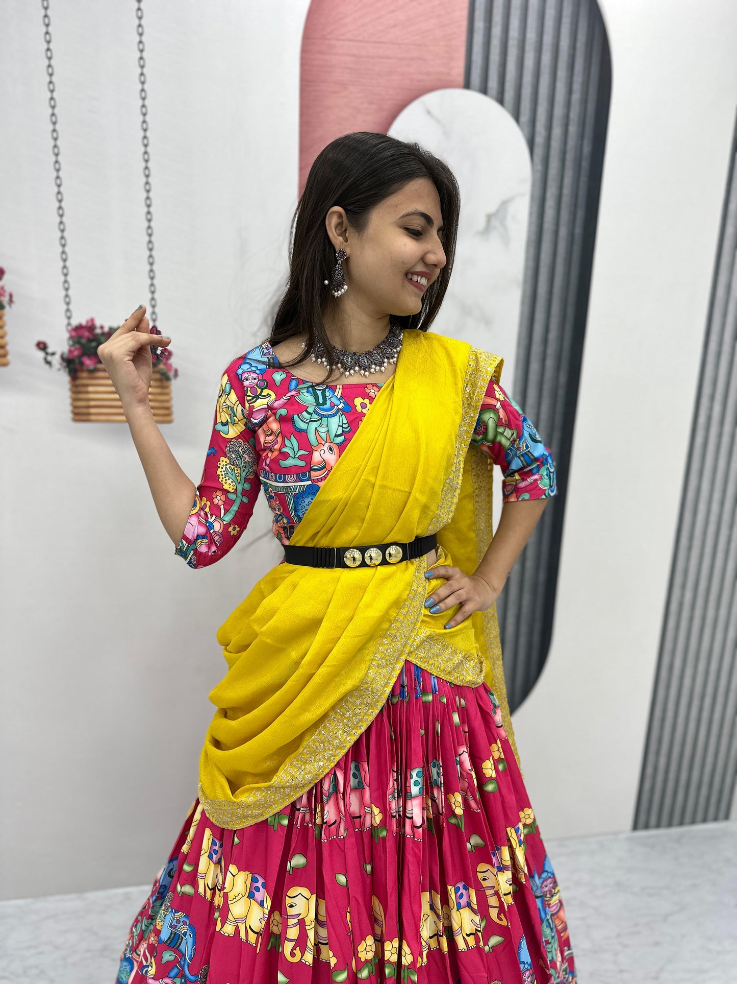 Kalamkari Lehenga Choli With Dupatta Readymade Wedding Festival Designer lehenga