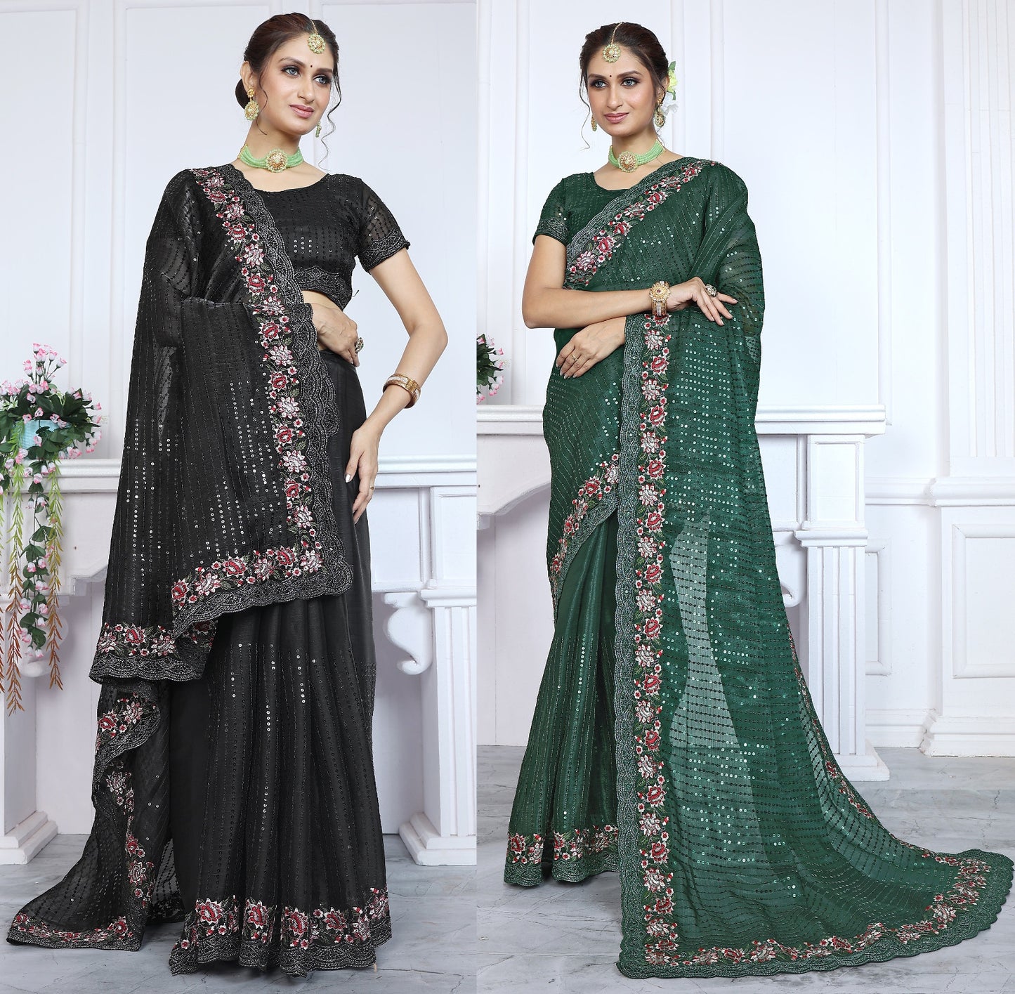 Designer wedding Festival Saree with stitched blouse Readymade partywear saree