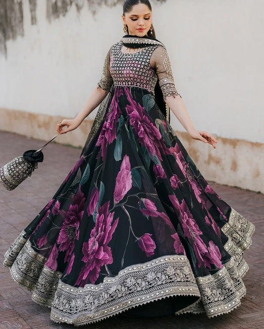 Premium anarkali Full Flaired Gown With Dupatta Readymade for wedding Festival partywear