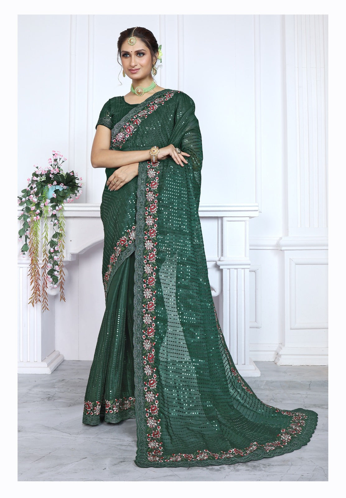 Designer wedding Festival Saree with stitched blouse Readymade partywear saree