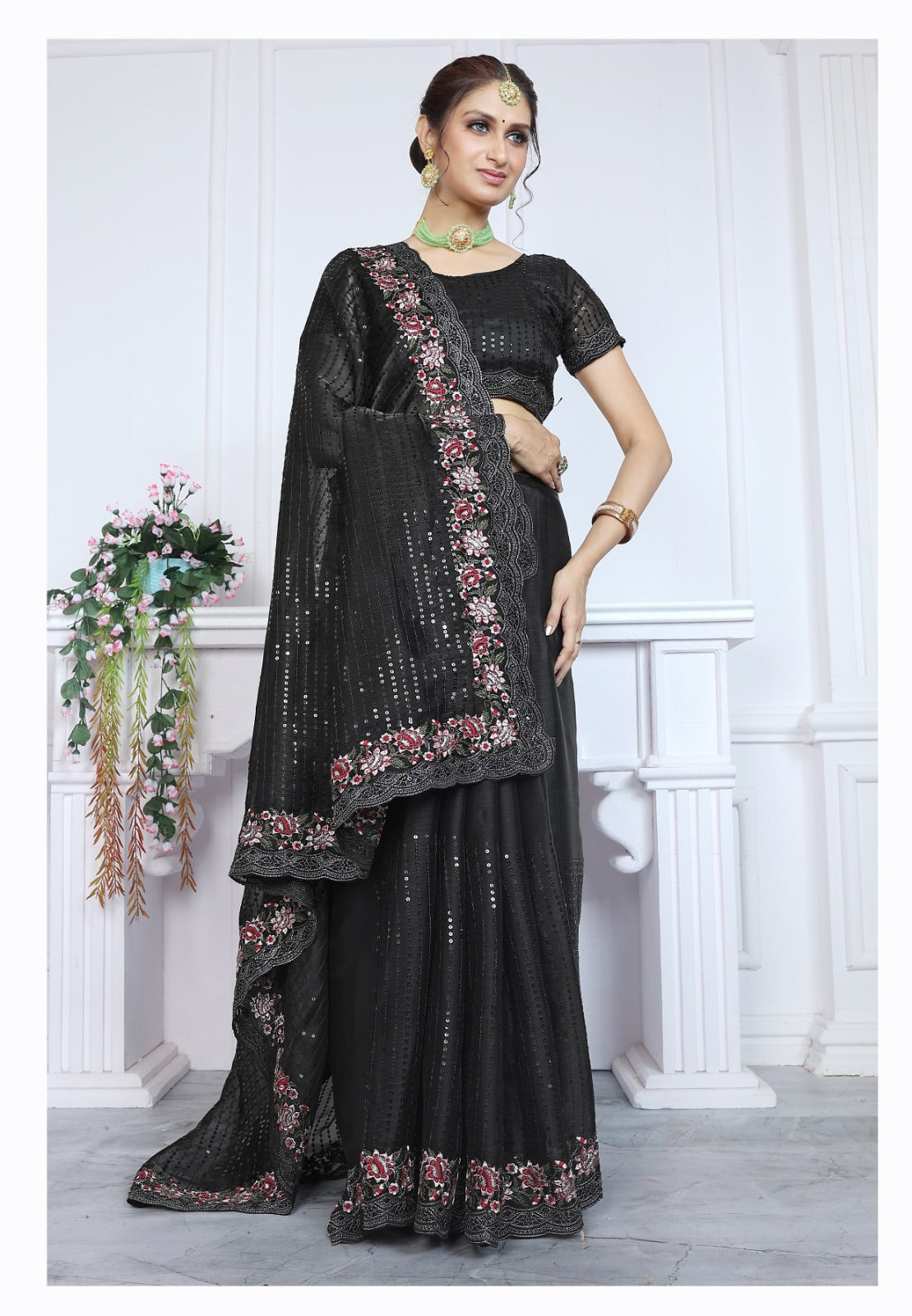 Designer wedding Festival Saree with stitched blouse Readymade partywear saree