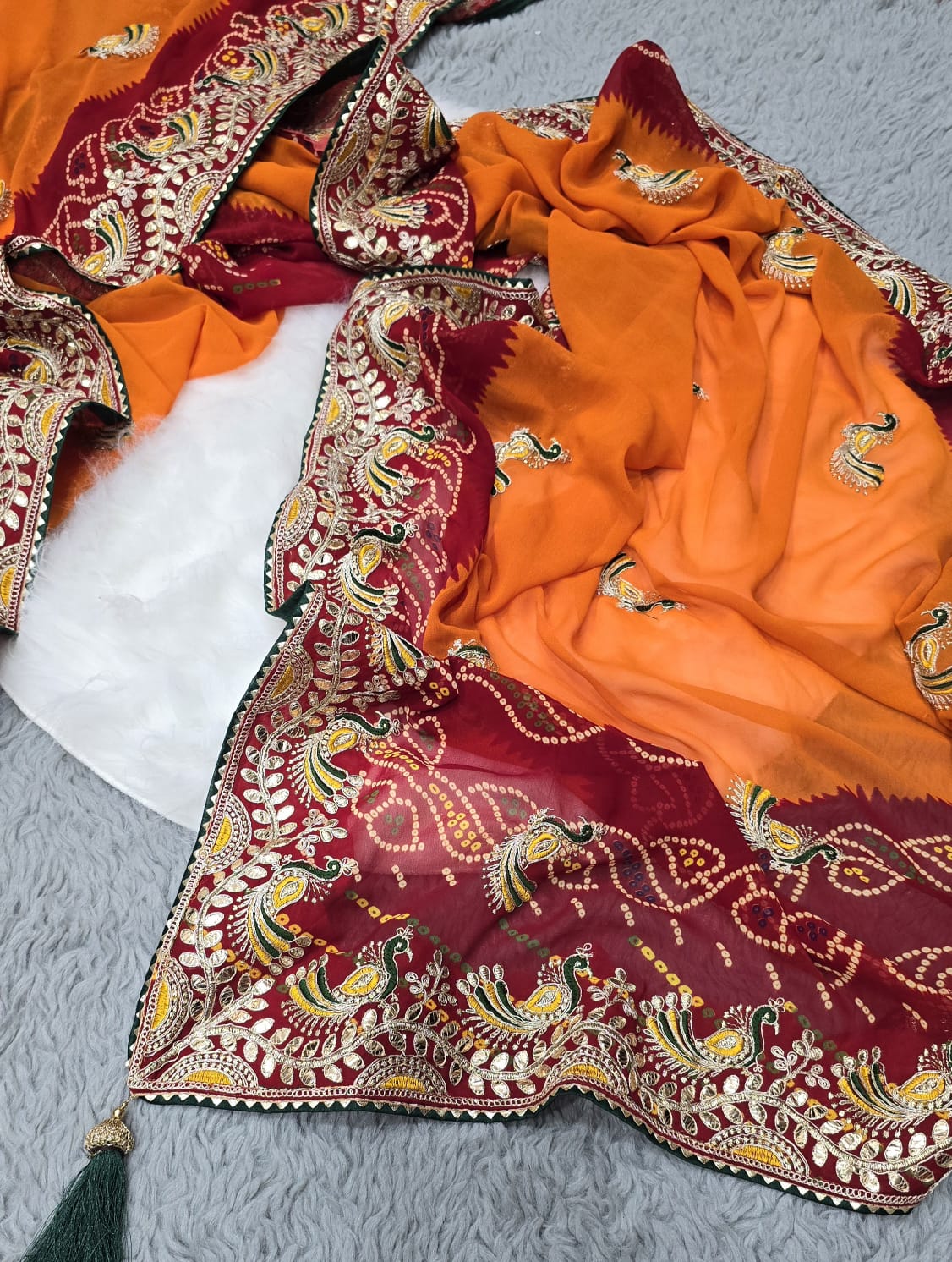 Heavy premium bandhej wedding wear indian Designer Readymade saree