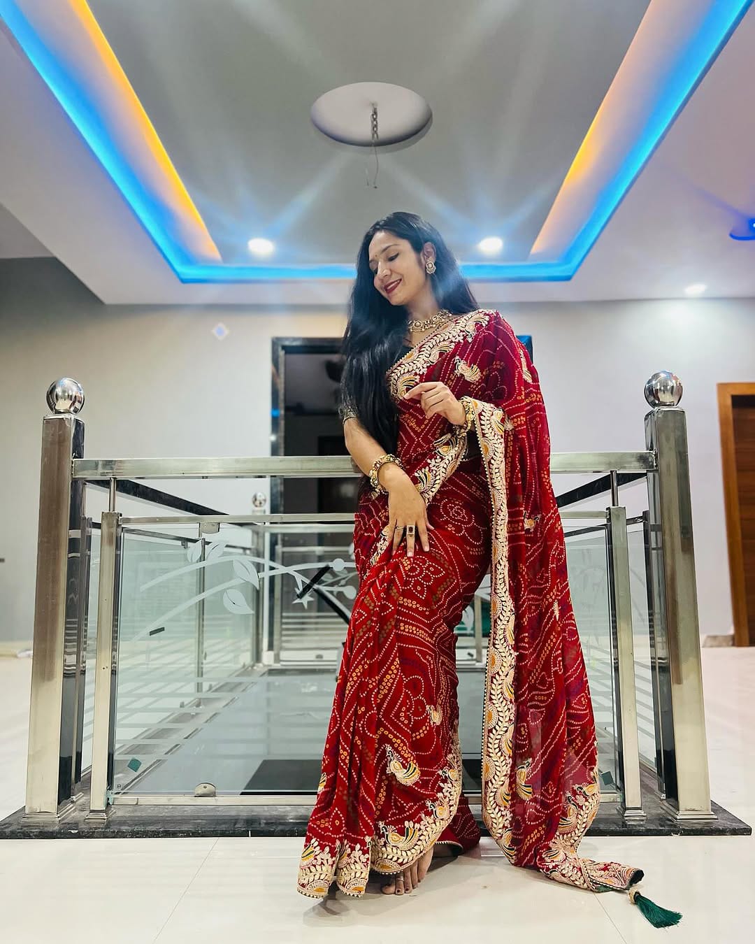 Heavy premium bandhej wedding wear indian Designer Readymade saree