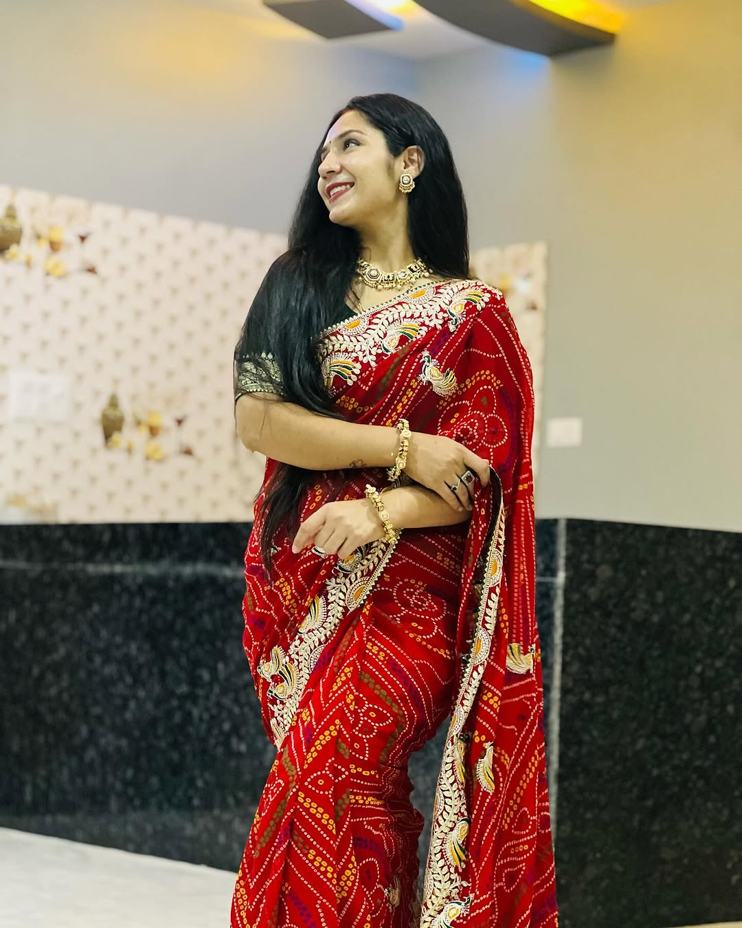 Heavy premium bandhej wedding wear indian Designer Readymade saree