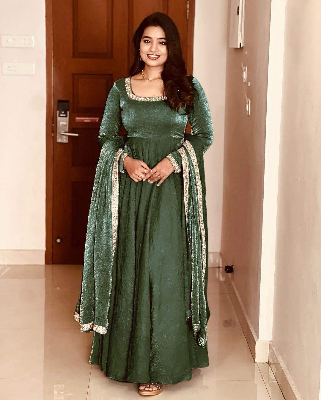 Silk anarkali Full Flair Festival wedding wear gown Indian dress