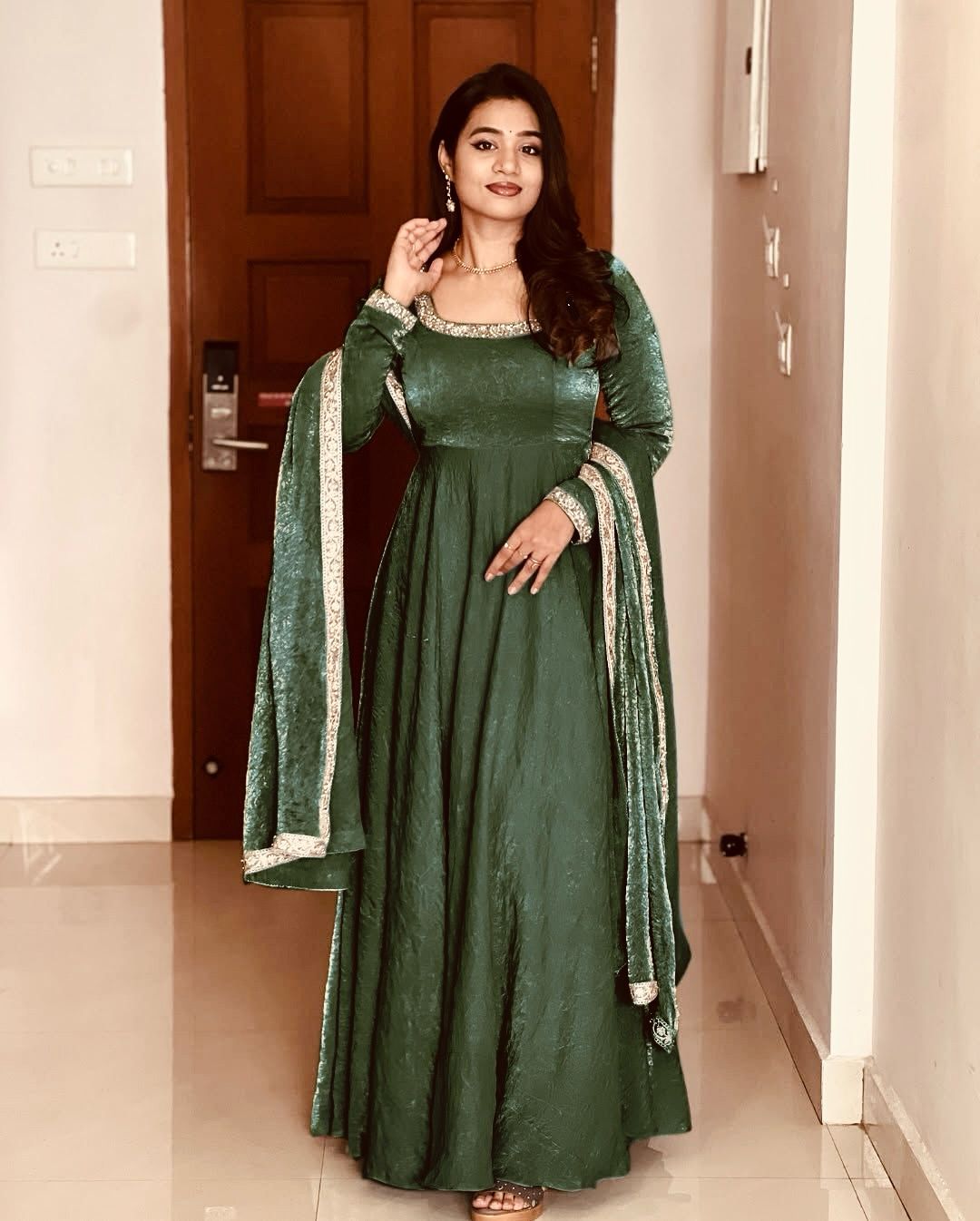 Silk anarkali Full Flair Festival wedding wear gown Indian dress