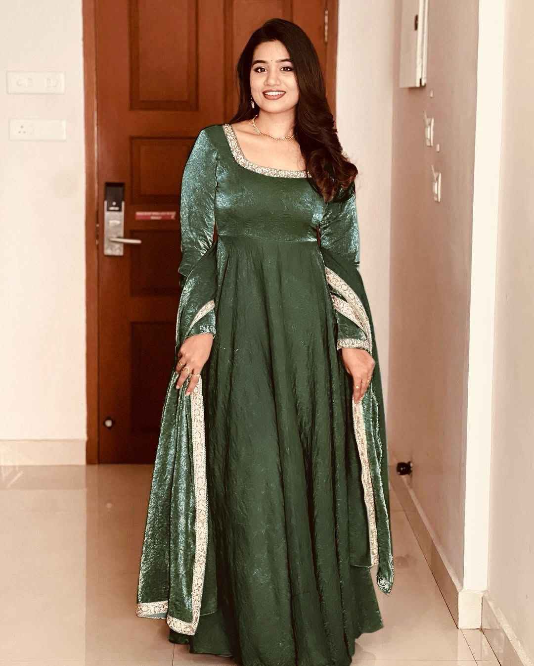 Silk anarkali Full Flair Festival wedding wear gown Indian dress