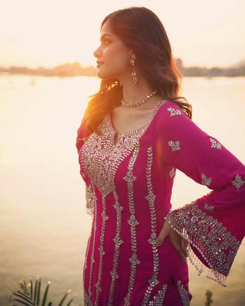 Pink Wedding wear Palazzo Suit Readymade Indian salwar kameez